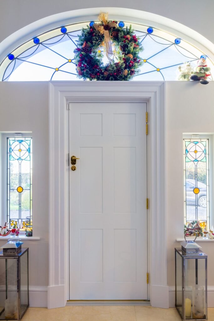 Inside view of the house to the white door.